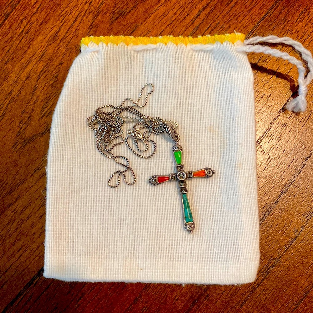 SOLD Aztec Cross with silver chain